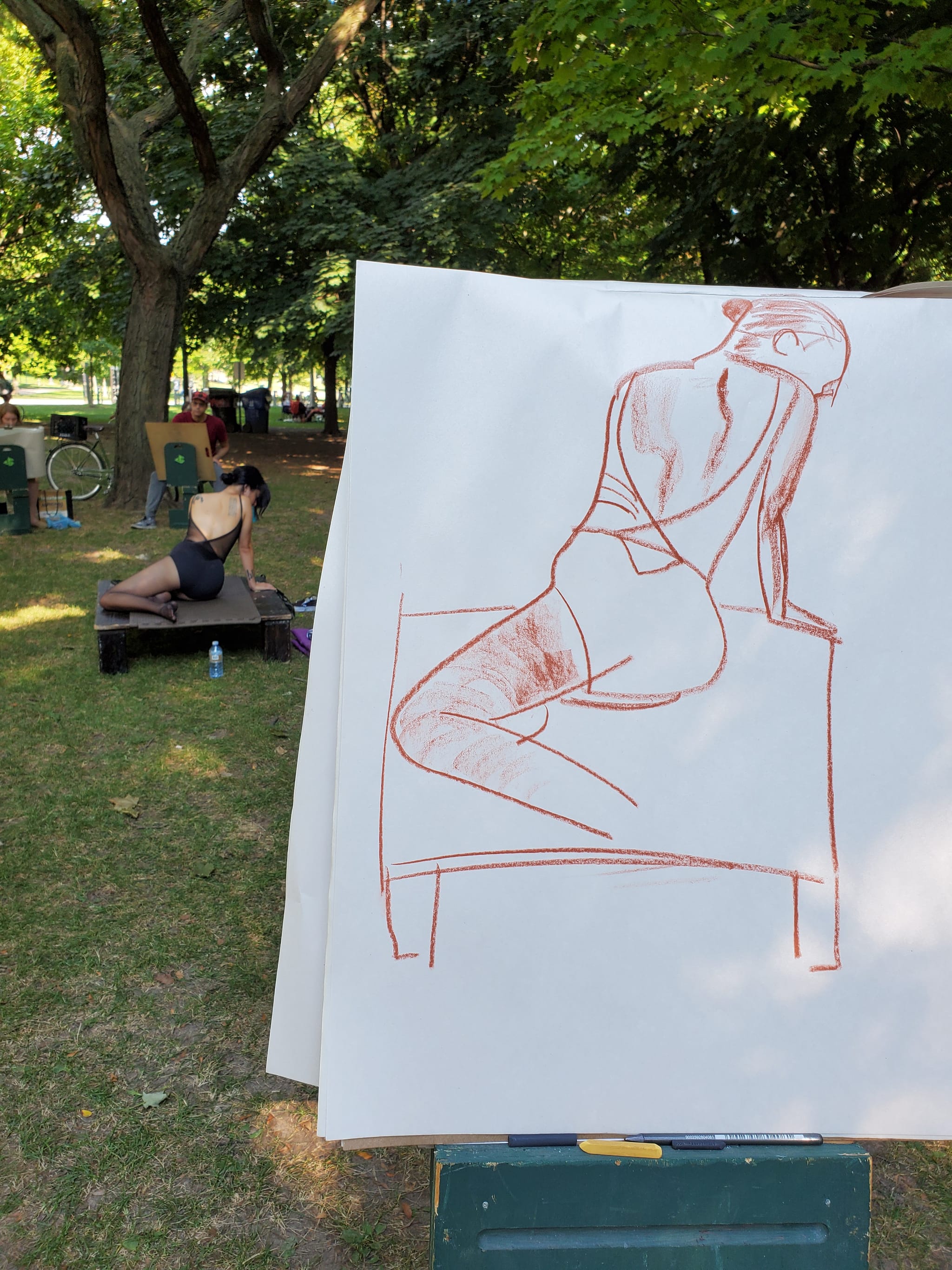 Figure drawing in the park during the pandemic